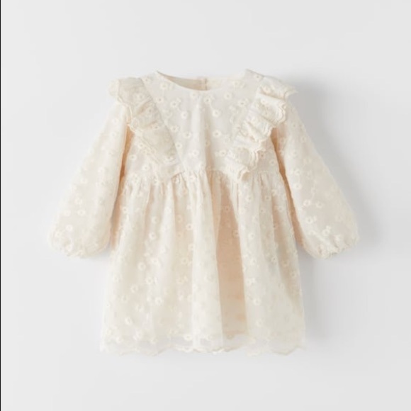 ZARA EMBROIDERED DRESS WITH TULLE 4/5 - Picture 1 of 9
